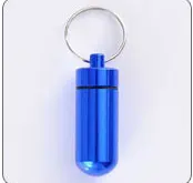 Custom Logo Aluminum Mini Portable Waterproof Pill Bottle Holder Keychain With Keyring
