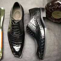 Chaussures habillées de luxe Goodyear faites à la main pour hommes en cuir de crocodile véritable, chaussures de marque pour hommes, chaussures de bureau en alligator pour hommes