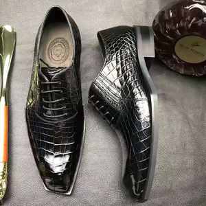 Chaussures habillées de luxe Goodyear faites à la main pour hommes en cuir de crocodile véritable, chaussures de marque pour hommes, chaussures de bureau en alligator pour hommes - Product Image 1