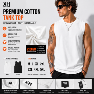 Camiseta sin Mangas XH CUSTOM para Hombre, 100% Algodón, Cuello Redondo, Corte Holgado, Estilo Urbano con Diseño Estampado en la Espalda - Product Image 2