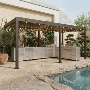 Mueble de Cocina Modular Europeo de Acero Inoxidable 304 para Exteriores con Gazebo de Aluminio, Resistente al Moho y de Bajo Mantenimiento para Jardín de Villa - Product Image 1