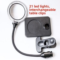110mm Big Lens Desktop/Clip Magnifier 10x/3x HD Illuminated LED Light Magnifying Glass Portable Reading Magnifier