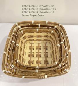 Panier de rangement carré en bambou fait à la main créatif mélange de couleurs vaisselle petit déjeuner table pour la cuisine à domicile du Vietnam - Product Image 2