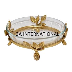 Gold Plated Leaf Designer Luxury Fruit <b>Serving</b> <b>Bowl</b> Clear <b>Glass</b> <b>Bowl</b> Dining Table Decoration Kitchen <b>Bowl</b> Sustainable Quality - Product Image 3