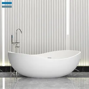 Chất lượng cao Thiết kế đặc biệt sang trọng bồn tắm freestanding bề mặt rắn Đá Acrylic nhựa tắm kích thước lớn khách sạn hiện đại
