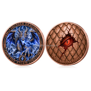 Pièces de monnaie de collection Myth Dragon Phoenix, en cuivre antique, imprimées en 3D UV, souvenir en métal, pièce de monnaie en cuivre pur de 1 oz - Product Image 3