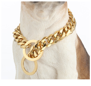 Collar de cadena de perro de eslabones cubanos para cachorros y perros fuertes y pesados con martingala - Product Image 6