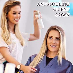 Púrpura Mancha Poliéster Peluquería Kimono Belleza Spa Vestidos Batas personalizadas para salón - Product Image 6