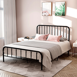 Lit en métal taille Queen, chambre d'enfant, lattes en bois, cadre en métal, lit pour enfants, garçons, lit maison pour enfants - Product Image 5