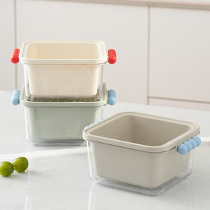 Panier de drainage rectangulaire à double couche Moritaka Faction avec poignée et couvercle à clipser, récipient de stockage alimentaire polyvalent - Product Image 3