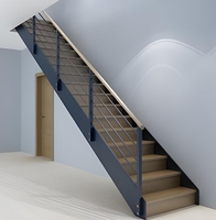Escalier flottant cantilever moderne avec structure en acier dissimulée, haute capacité de charge, marches en bois, anti-rouille, pour intérieur et extérieur, à montantes ouvertes