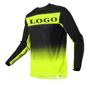 Kualitas tinggi logo kustom pencetakan sublimasi 100% poliester cepat kering sepeda motor motocross jersey untuk pria