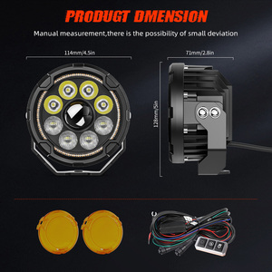 ไฟขับขี่มอเตอร์ไซค์ LED ทรงกลม 4.5 นิ้ว สีเหลืองอำพัน ไฟ DRL สำหรับมองเห็นในเวลากลางวัน ไฟเสริมสำหรับขับขี่ออฟโรด สำหรับ Sportster Thruxton <span class=keywords><strong>CB750</strong></span> - Product Image 6