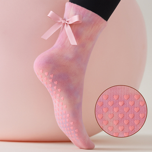 Calcetines de Yoga y Pilates para Mujer, Estilo Tie-Dye, Altura Media, Antideslizantes con Agarre de Silicona, Transpirables, de Algodón, para Gimnasio/Barre, Diseño de Logotipo Personalizado OEM - Product Image 2