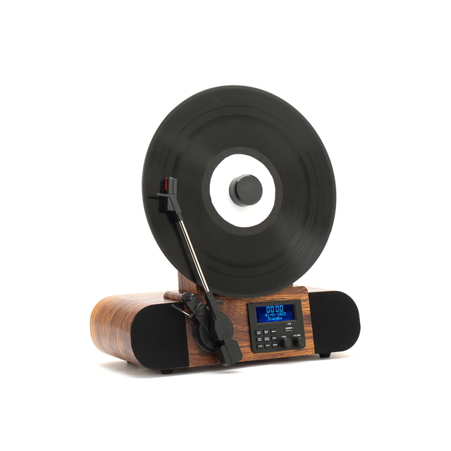 Vertical Blue Tooth Vinyl Record Player DAB FM Retro LP Record USB SD Wooden Turntable Player With Speakers