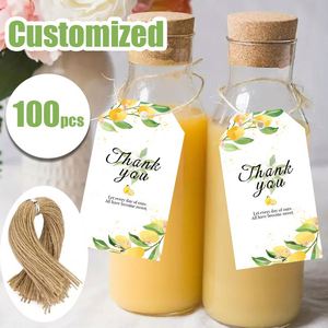 Kartu Hadiah Kertas Cetak Sablon 'Terima Kasih' yang Dapat Disesuaikan dengan Desain Elemen Lemon untuk Hadiah Pernikahan, Ulang Tahun, dan Acara Lainnya - Product Image 1
