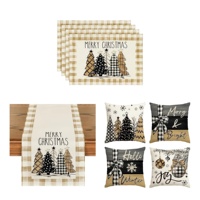 Chemin de table à motif écossais Buffalo pour Noël avec sets de table et housses de coussin, décoration de table de Noël, support OEM