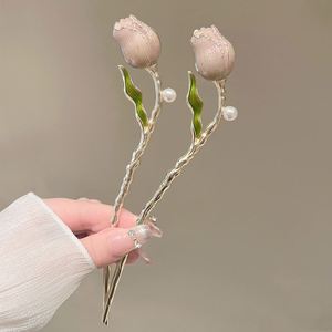 Vintage Chinese Women's Hair Stick Women Elegant Metal Enamel Hair Stick <b>Spring</b> Flower Element Hairpin Hanfu Hair Accessories - Product Image 2