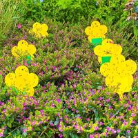 Gele cartoon bloemvormige kleefval grondspies niet-toxisch waterdicht vliegenvanger voor huis tuin buitenplanten klaar om te verzenden