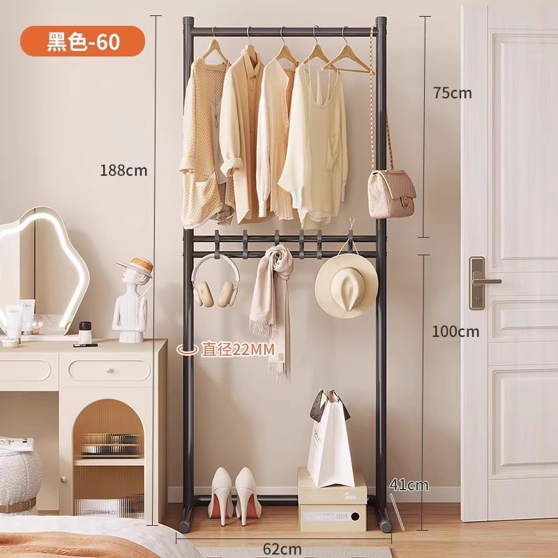 Classic black, 60mm long, double-hook style.
