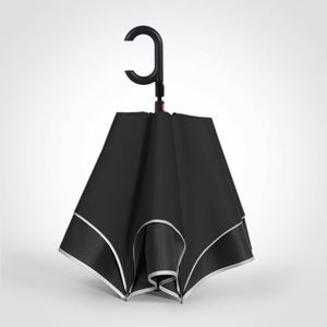 Parapluie inversé à double pliage avec bande réfléchissante et poignée en C, impression personnalisée - Product Image 4