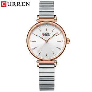 CURREN9081女性のステンレス鋼の腕時計トップブランドの高級クォーツレディースファッション女性のための絶妙な時計女の子の時計ギフト