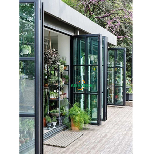 Puertas comerciales de vidrio templado con aislamiento térmico de estilo nórdico, puertas de Patio plegables de acordeón para balcón - Product Image 1