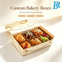 Boîte à croissants pliable de qualité alimentaire avec insert séparateur, 6 compartiments, en papier, pour pâtisserie, boulangerie, emballage à emporter pour café