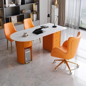 Mesa de consulta médica moderna para estética, estomatología y recepción de pacientes, con tablero de roca y escritorio de ordenador para consultas presenciales - Product Image 1
