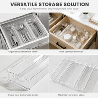 Boîte de rangement transparente en PET, 3 pièces, avec double poignée ouverte, étui d'emballage en plastique transparent pour gadgets, bibelots, petites pièces