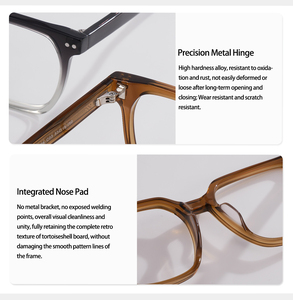 Monturas de Gafas de Acetato Hechas a Mano de Lujo, Gafas de Diseño con Gradiente Gris Cuadrado, Listas para Recetar - Product Image 5