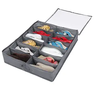 핫 세일 명확한 Foldable 신발 저장 조직자 Underbed 신발 상자 저장 콘테이너는 12 쌍을 적합합니다