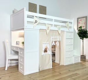 Cama Alta Individual Resistente con Estructura Metálica y Escaleras, Acabado Blanco, Diseño que Ahorra Espacio para Dormitorios y Apartamentos - Product Image 3