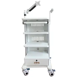 Hot Selling Hospital ABS Plastic Medical Cart Monitor Mount Holder 4-layers Storage Platform Endoscope Trolley for Clinic