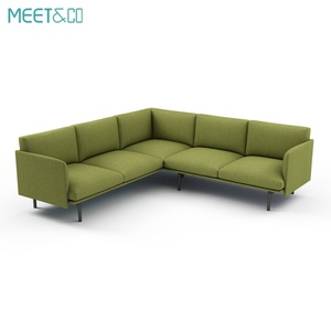 Commercial Modern L-Shape Fabric Reception <b>Sofa</b> Couch Set Home <b>Office</b> Apartment Living Room Bedroom Featuring Metal Base Hotels - Product Image 2