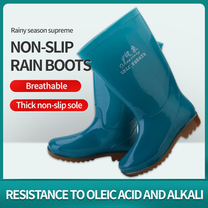 Nieuwe Mode Vrouwen Schoenen Groene Pvc Hak Laarzen Waterdichte Lange Vrouwen Regenlaarzen Te Koop - Product Image 4