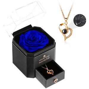 Collar con colgante de rosa roja con <span class=keywords><strong>te</strong></span> amo <span class=keywords><strong>en</strong></span> 100 <span class=keywords><strong>idiomas</strong></span>, regalo de cumpleaños para aniversario, regalos románticos - Product Image 4