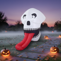 Decoraciones Inflables de Calavera de 4 Pies para Halloween, Calavera de Esqueleto Colorida y Aterradora para Jardín con Luces LED Intercambiables Integradas