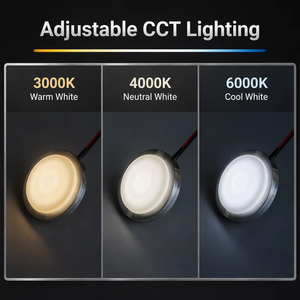 Lampu <span class=keywords><strong>LED</strong></span> Puck 3CCT Surface Mount, 3 Warna Dapat Diubah, Ultra Tipis, Bulat, Lampu Kabinet <span class=keywords><strong>LED</strong></span>, Dapat Diredupkan, Lampu Plafon RV Tiga Warna - Product Image 2