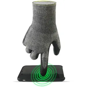 卸売 ハンド保護にくい手袋-卸売タッチスクリーンアンチカット耐性PUパームコーティング作業安全保護ツールハンドグローブ建設用