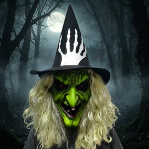 Nueva Máscara de Bruja Antigua de Terror al por Mayor con Sombrero, Accesorio de Cabeza Espeluznante de Halloween, Máscaras de Payaso Aterradoras para Halloween - Product Image 1