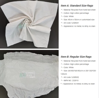 Vente en gros de ballots de chiffons de nettoyage en coton usagé, issus de draps blancs Mitumba coupés et de draps de nettoyage en coton usagé