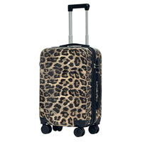 Valise à bagages de voyage personnalisée en polyester style graphique léopard avec cœur imprimé en PC Ensemble de bagages de cabine Oxford à roulettes pivotantes
