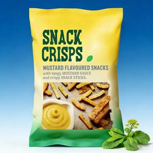 Sacs alimentaires en plastique personnalisés en stock, refermables, pour crevettes, bandes de crevettes, pop-corn, chips de pommes de terre, chips de bananes, emballage alimentaire en plastique - Product Image 1