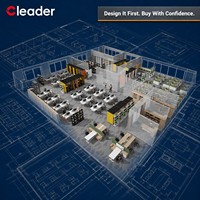 Poste de travail de direction de luxe avec cloison de bureau et écran en verre premium, design avec accent de cadre doré