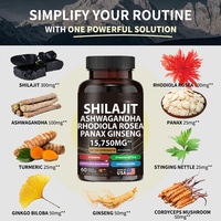 Capsules de Shilajit et Ashwagandha Haute Puissance – Mélange Adaptogène Masculin pour Booster les Performances et Soulager la Fatigue – 60 Comprimés
