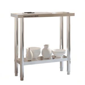 Commercial Kitchen <b>Work</b> <b>Table</b> 32.5x11.8x33.5 Stainless Steel Polished Finish Freestanding - Product Image 1