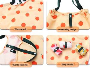 Factory Folding <b>Medium</b>-Size Polyester Reusable Eco-friendly Promotion Shopping <b>Bag</b> Custom Printed Fruit Design Ribbon Rope - Product Image 3