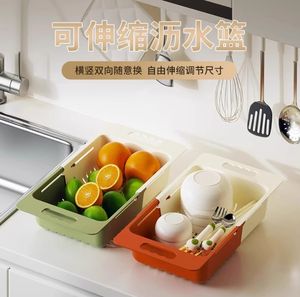 Ausziehbares Sieb über dem Waschbecken Einziehbare Küchen spüle Korb Lebensmittels iebe zum Abtropfen von Nudeln und trockenen Gerichten - Product Image 4