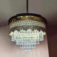 Ventilateur de plafond invisible à LED avec lumière, style européen moderne, moteur CC, télécommande, lumière blanche neutre, vente chaude, nouveauté